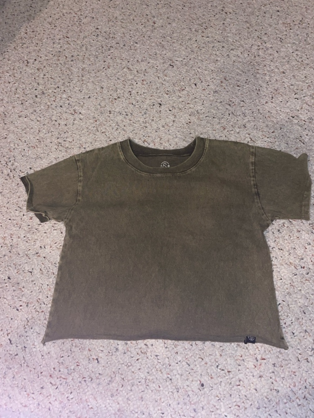 Olive Short Sleeve Crewneck Crop Tee